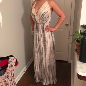 Tie dye halter maxi dress